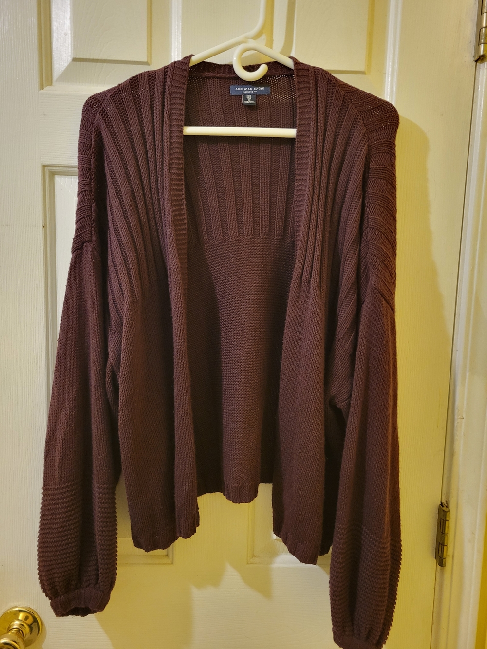 American Eagle Oversized  Open-Front Cardigan Deep Burgandy- Plum